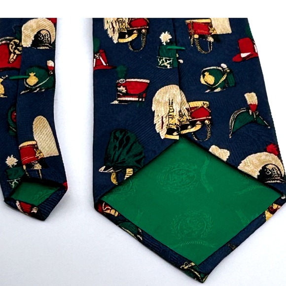 Tommy Hilfiger Men's Silk Necktie Navy Blue Military‎ Drummer Hat Print - Picture 3 of 5
